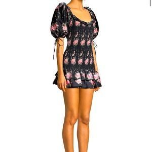 NYE LoveShackFancy Violet Rose puff sleeve mini dress in EUC Perfect for parties